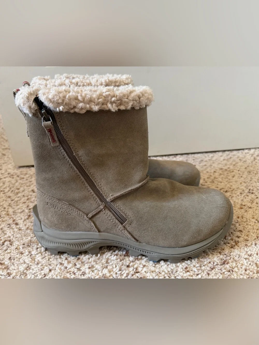 Merrell Women’s Icepack 2 Zippered Waterproof Boots, Gray-Tan, Size 9.5